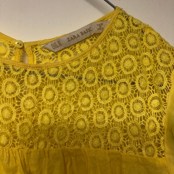 Zara Basic Yellow Lace Top - Picture 2 of 5